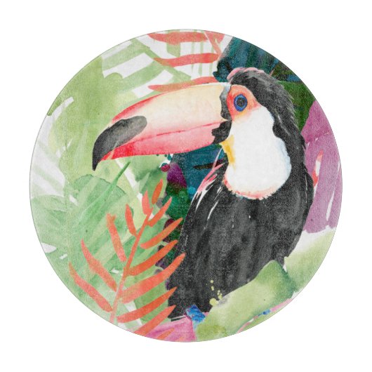 Toucan-portret met tropische bladeren snijplank (Voorkant)