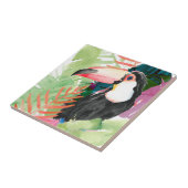 Toucan-portret met tropische bladeren tegeltje (Zijkant)