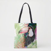 Toucan-portret met tropische bladeren tote bag (Voorkant)