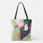 Toucan-portret met tropische bladeren tote bag (Achterkant)