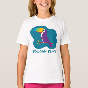 Toucan spelen vogel grafische blauwgroen meisjes t t-shirt