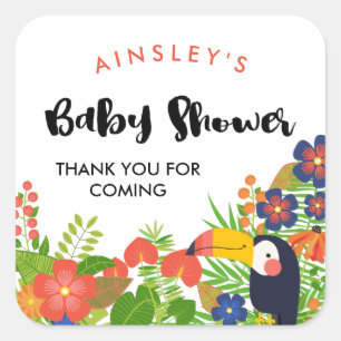 Toucan Tropical Baby shower Dank u Vierkante Sticker