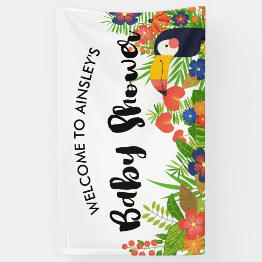 Toucan Tropical Baby shower Spandoek (Verticaal)