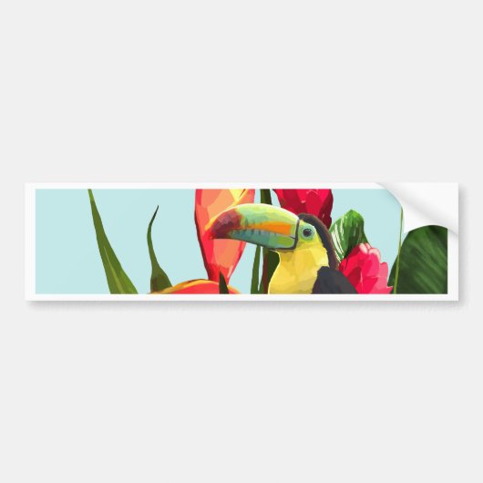 Toucan Tropical Banana Leaves Bouquet Bumpersticker (Voorkant)