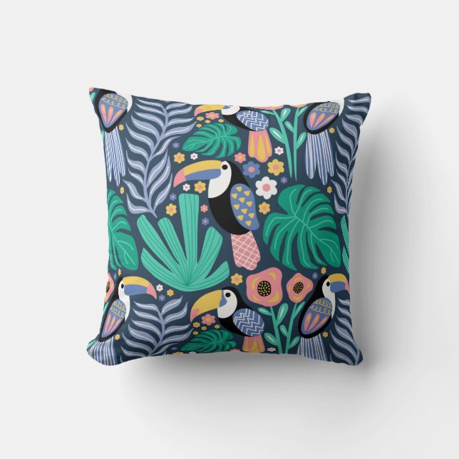 Toucan Tropical Bird Print Pillow Kussen (Voorkant)