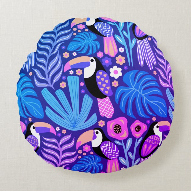 Toucan Tropical Bird Round Pillow Rond Kussen (Voorkant)