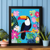 Toucan Tropical Flowers Oerwoud Bird Wall Art Poster