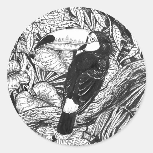 Toucan tropical garden ronde sticker (Voorkant)