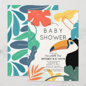 Toucan Tropical Leaf Gender-neutraal Baby shower Kaart (Voorkant / Achterkant)