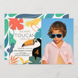 Toucan Tropical Leaf Modern Birthday Foto Kaart