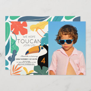 Toucan Tropical Leaf Modern Birthday Foto Kaart