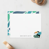 Toucan Tropical Leaf Stationery Note Kaart Notitiekaartje (Voorkant / Achterkant in situ)