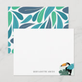 Toucan Tropical Leaf Stationery Note Kaart Notitiekaartje (Voorkant / Achterkant)