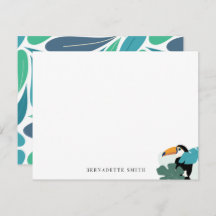 Toucan Tropical Leaf Stationery Note Kaart