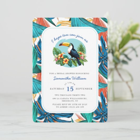 Toucan Tropical Rainforest Summers Vrijgezellenfee Kaart (Staand voorkant)
