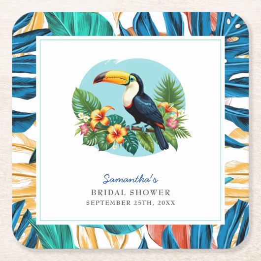 Toucan Tropical Rainforest Summers Vrijgezellenfee Kartonnen Onderzetters (Voorkant)