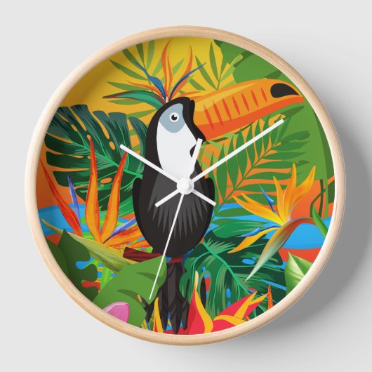 Toucan Tropical Rainforest Wall klok (Voorkant)