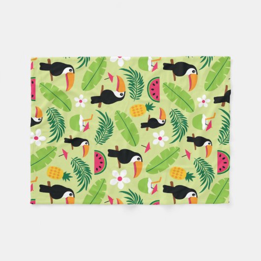 Toucan Tropical Summer Fleece Deken (Voorkant (Horizontaal))