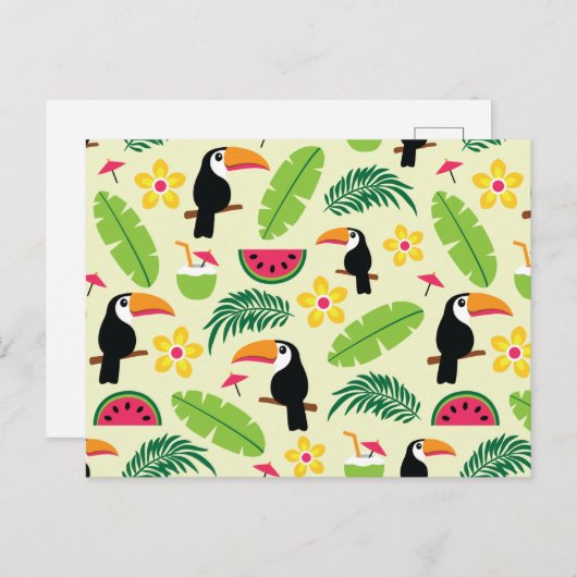 Toucan Tropical Summer Pattern Briefkaart (Voorkant / Achterkant)