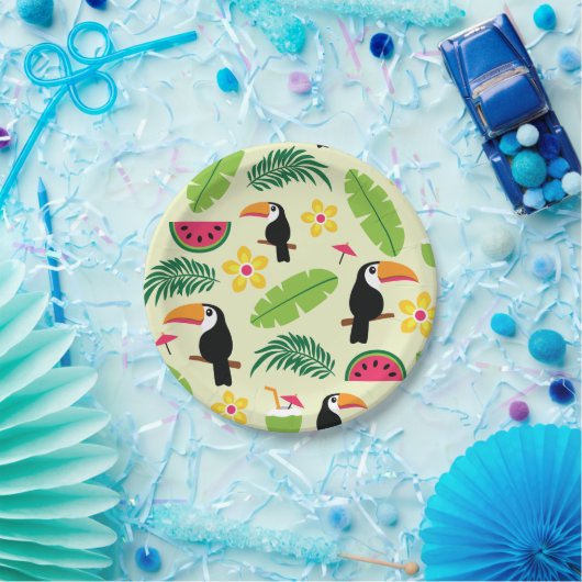 Toucan Tropical Summer Pattern Papieren Bordje (Feest)