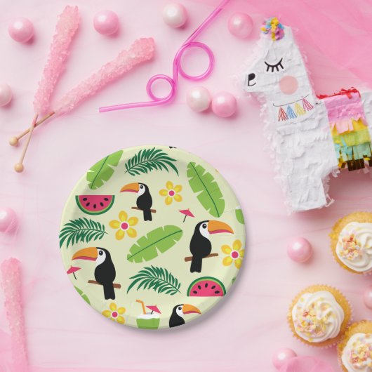 Toucan Tropical Summer Pattern Papieren Bordje (Feest)