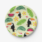 Toucan Tropical Summer Pattern Papieren Bordje (Voorkant)