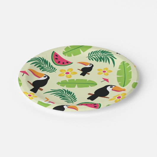 Toucan Tropical Summer Pattern Papieren Bordje (Gekanteld)