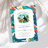 Toucan Tropical Vibrant Summers Baby shower Kaart