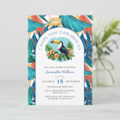 Toucan Tropical Vibrant Summers Baby shower Kaart (Staand voorkant)