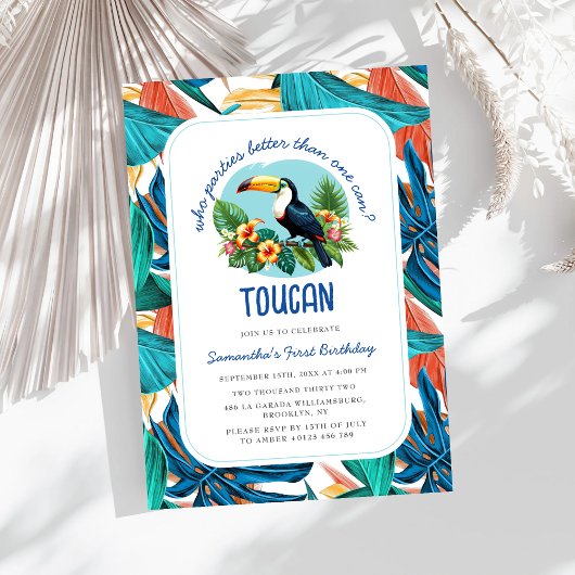 Toucan Tropical Vibrant Summers Eerste Verjaardag Kaart