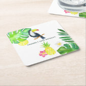 Toucan Tropical Waterverf Summer Birthday Kartonnen Onderzetters (Schuin)