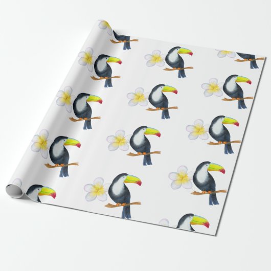 Toucan Tropical Waterverf Summer Party Cadeaupapier (Uitgerold)