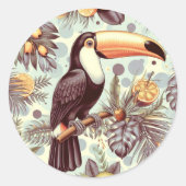  Toucan tropisch patroon Ronde Sticker (Voorkant)
