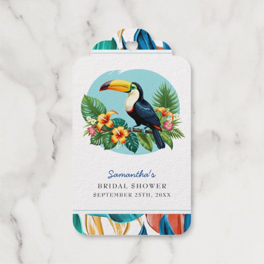 Toucan Tropisch Regenwoud Zomer Bruidsdouche Cadeaulabels (Achterkant)