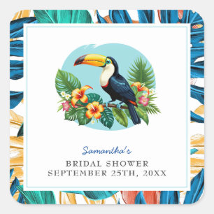 Toucan Tropisch Regenwoud Zomer Bruidsdouche Vierkante Sticker