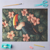 Toucan Tropische Roze Bloemen Schilderij Decoupage Tissuepapier (Craft)