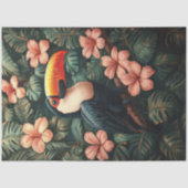 Toucan Tropische Roze Bloemen Schilderij Decoupage Tissuepapier (Voorkant)