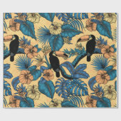 Toucan-tuin in geel en blauw cadeaupapier (Vlak)