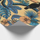 Toucan-tuin in geel en blauw cadeaupapier (Hoek)