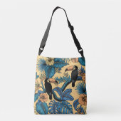Toucan-tuin in geel en blauw crossbody tas (Achterkant)