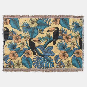 Toucan-tuin in geel en blauw deken