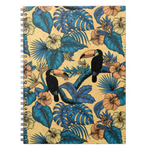 Toucan tuin in geel en blauw notitieboek