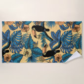 Toucan-tuin in geel en blauw strandlaken (Voorkant)