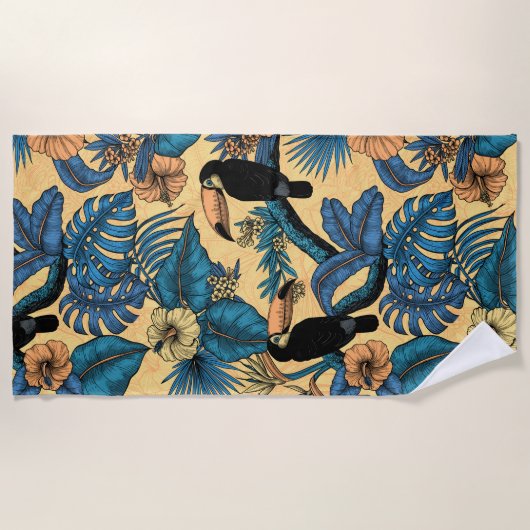 Toucan-tuin in geel en blauw strandlaken (Voorkant)