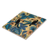 Toucan-tuin in geel en blauw tegeltje (Zijkant)