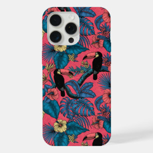 Toucan tuin in rood en blauw iPhone 15 pro max case