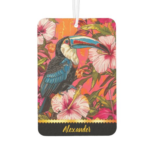 Toucan tussen tropische hibiscus bloemen luchtverfrisser (Achterkant)