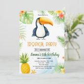 Toucan verjaardagsfeest uitnodiging (Staand voorkant)