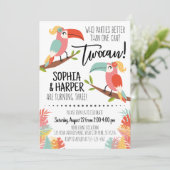 Toucan Verjaardagsuitnodiging Zusters Meisje Twoca Kaart (Staand voorkant)