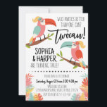 Toucan Verjaardagsuitnodiging Zusters Meisje Twoca Kaart<br><div class="desc">Deze adorable Toekan uitnodiging is geweldig voor een verjaardagsfeestje van een zus met als thema vrouwelijke toekans en tropisch blad. Een passend ontwerp is inbegrepen voor de achterkant.</div>